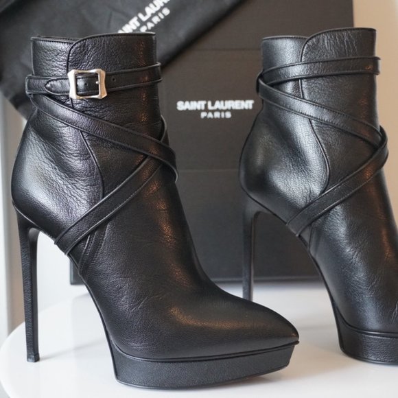 EUC Saint Laurent Leather Ankle Boots SZ 9.5 - Picture 15 of 16